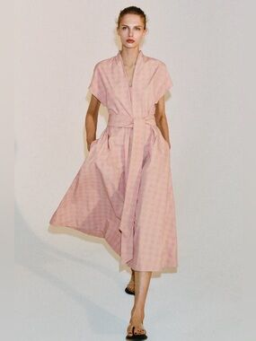 ZARA CHECK PLAID POPLIN DRESS ZW COLLECTION